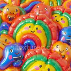 seamless Seamless 3D Inflated PBR Texture with Colorful Cartoon Balloon Characters texture 8k free download PBR