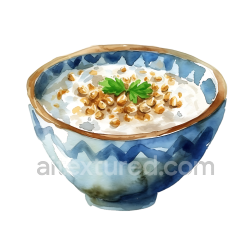 seamless Watercolor Buckwheat Porridge Breakfast Bowl with Herb Garnish texture 8k free download PBR
