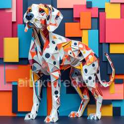 seamless Seamless 3D PBR Texture Featuring Colorful Dalmatian Dog Origami Pattern texture 8k free download PBR