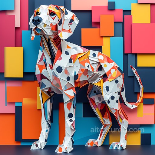 Animal - Seamless 3D PBR Texture Featuring Colorful Dalmatian Dog Origami Pattern texture preview