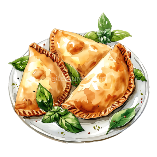 Breakfast Bourekas with Cheese and Spinach in Watercolor Style