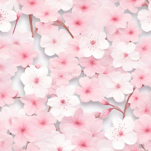Seamless 3D PBR Texture of Soft Pink Watercolor Cherry Blossoms