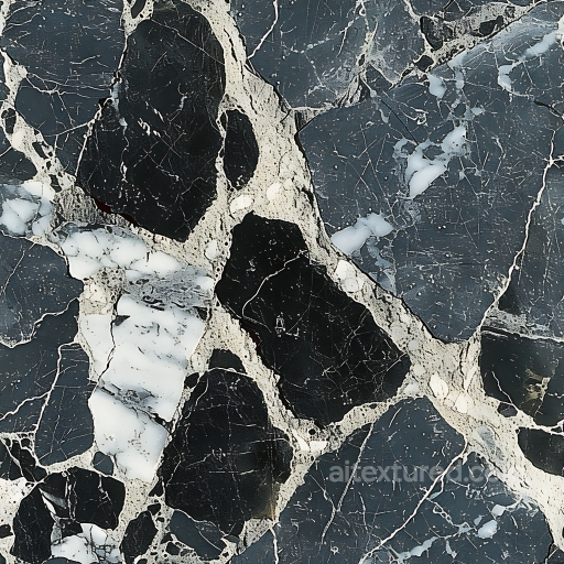 Black Marble Slab Texture Featuring Bold White Veins and Polished Finish seamless Marble PBR texture