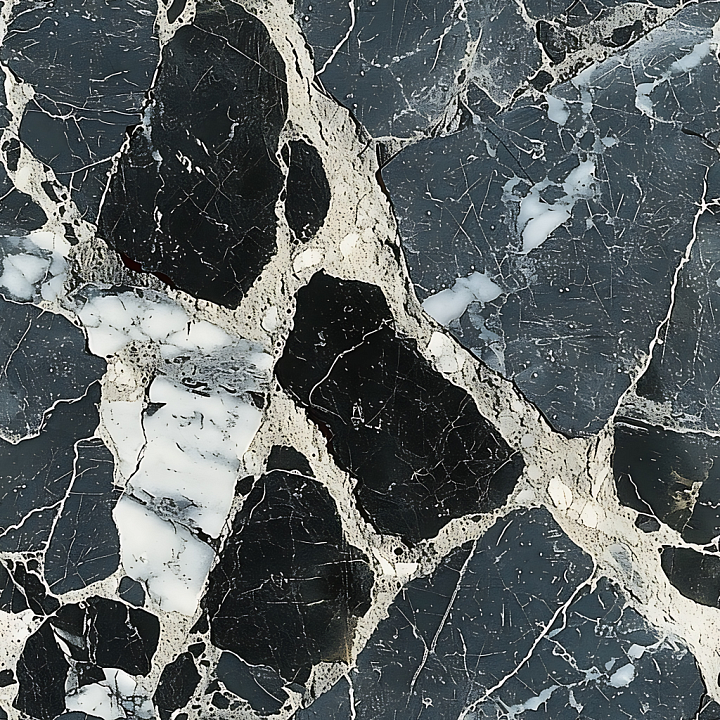 Black Marble Slab Featuring Bold White Veins and Polished Finish seamless PBR texture preview