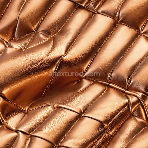 Seamless 3D Quilted Metallic Copper Leather PBR Texture with Puffy Stitching