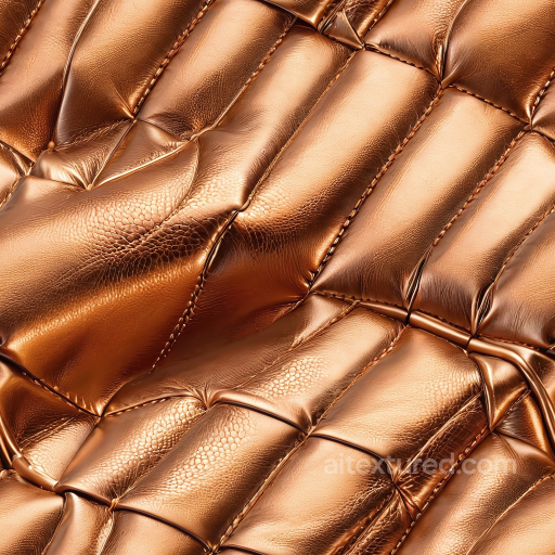 Quilted Metallic Copper Leather PBR Texture with Puffy Stitching seamless Leather PBR texture