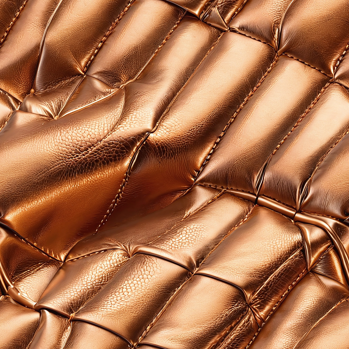 Quilted Metallic Copper Leather with Puffy Stitching seamless PBR texture preview
