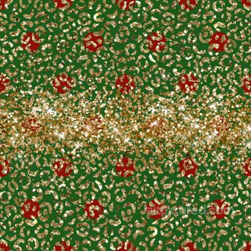 Christmas Glitter Texture of Gold Glitter Leopard Print on Green Fabric with Red Accents seamless Christmas glitter PBR texture