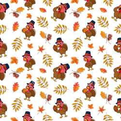 Pattern Bundle - Seamless 3D Pattern PBR Texture Featuring Playful Cartoon Turkeys and Autumn Leaves texture preview