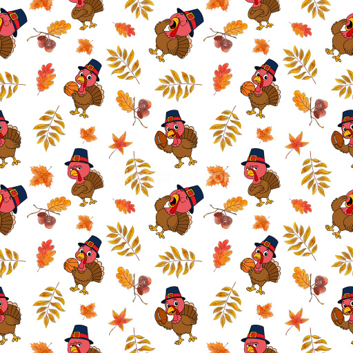 Pattern Bundle - Seamless 3D Pattern PBR Texture Featuring Playful Cartoon Turkeys and Autumn Leaves texture preview