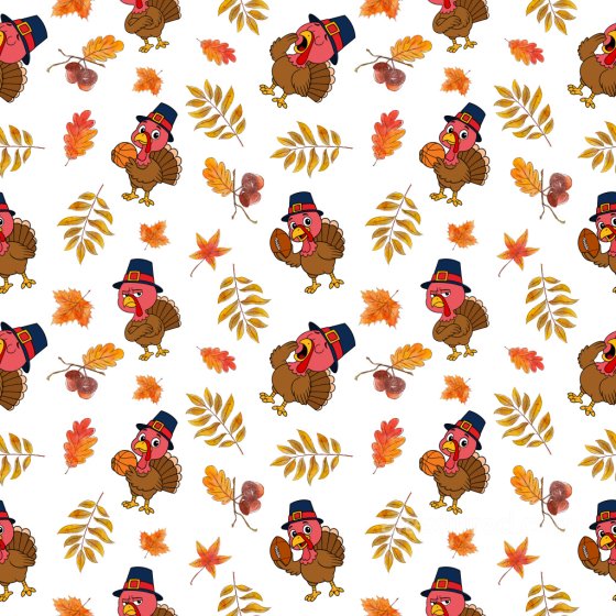Pattern PBR Texture Featuring Playful Cartoon Turkeys and Autumn Leaves Pattern Bundle texture preview