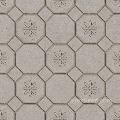 Seamless Stone PBR Texture - Pedestrian Pathway Made Light Gray Stone Tiles Featuring seamless Stone PBR texture
