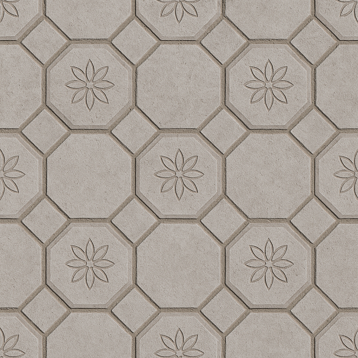 Stone - Pedestrian Pathway Made Light Gray Stone Tiles Featuring seamless PBR texture preview