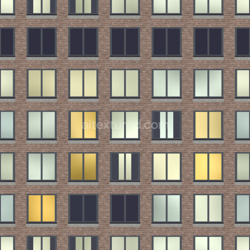Facade Brick Modern Urban Window Texture Tileable Seamless Realistic Exterior