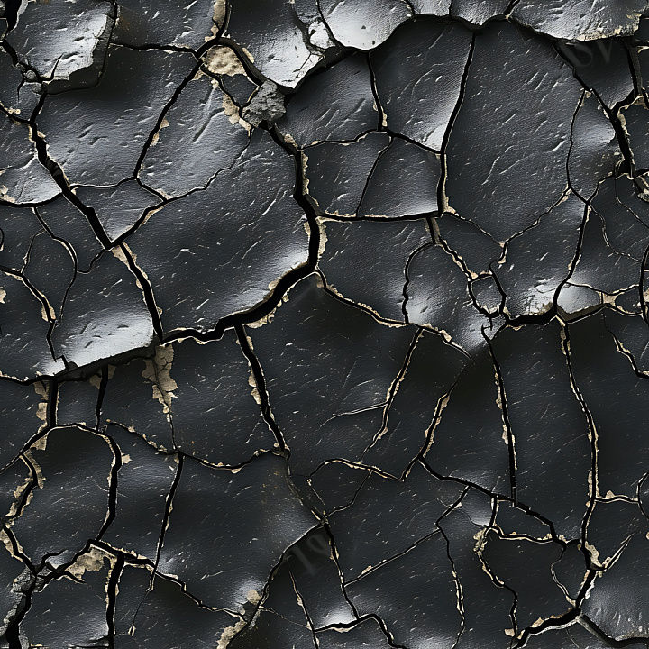 Black Cracked Featuring Jagged Fractures and Rough Surface seamless PBR texture preview