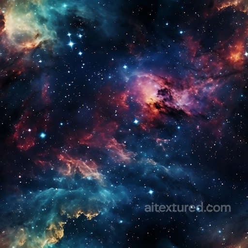 Space PBR Texture Featuring Vivid Nebula and Glowing Starfield seamless Star, space, planets PBR texture