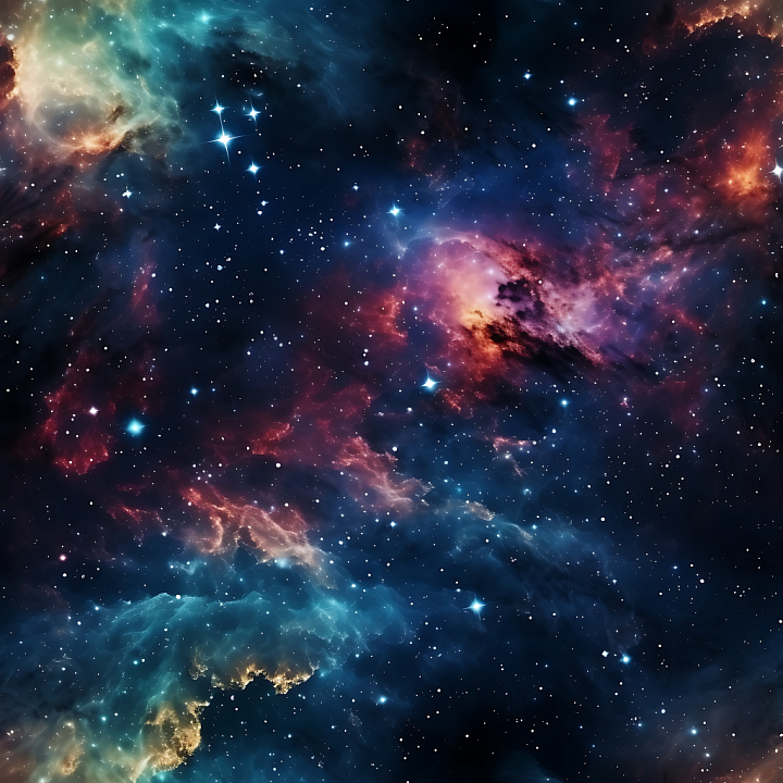 Space Featuring Vivid Nebula and Glowing Starfield seamless PBR texture preview