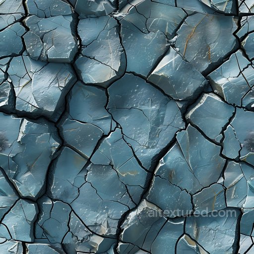 Cracked Stone Texture Featuring Jagged Deep Fissures and Blue-gray Tones seamless Cracked & Holes PBR texture
