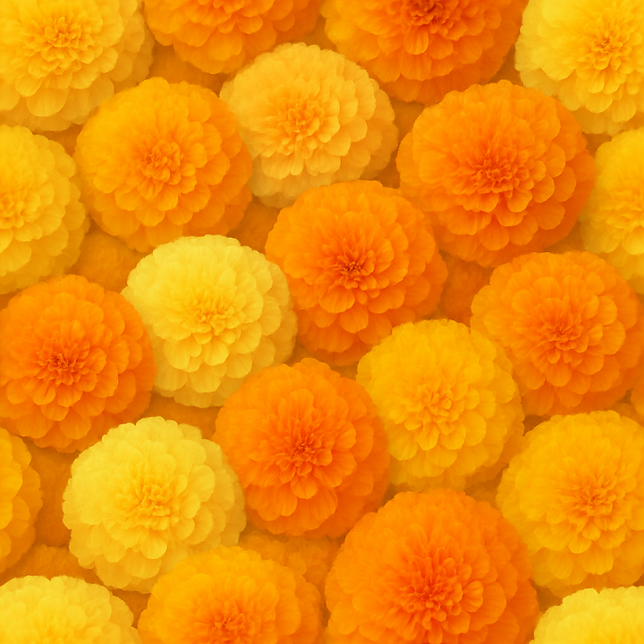 Of Bright Marigold Heads Showing Natural Flower And Vibrant Color Varia… seamless PBR texture preview