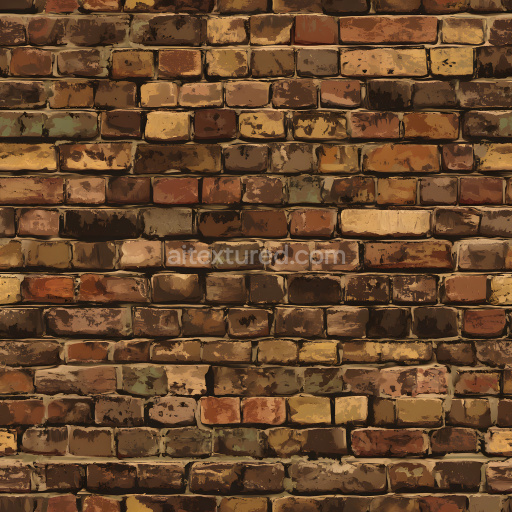 Seamless 3D PBR Texture of a Cracked Aged Brick Wall with Weathered Surface