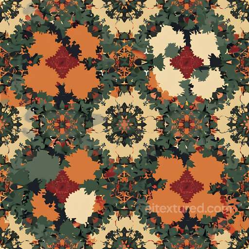 Stylized Forest Camouflage PBR Texture with Organic Floral Shapes seamless Color Camouflage PBR texture