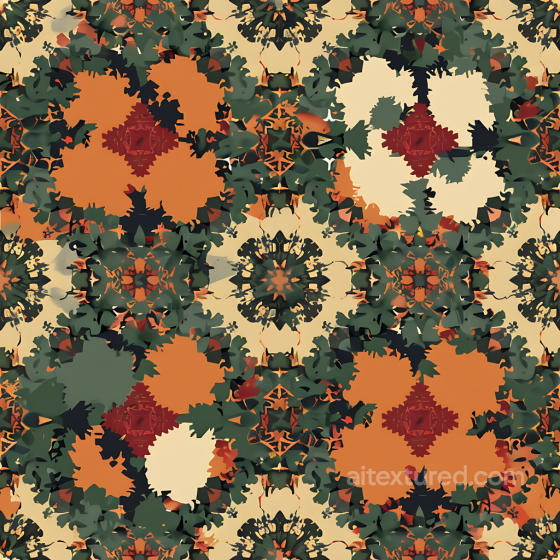 Stylized Forest Camouflage PBR Texture with Organic Floral Shapes Color Camouflage texture preview
