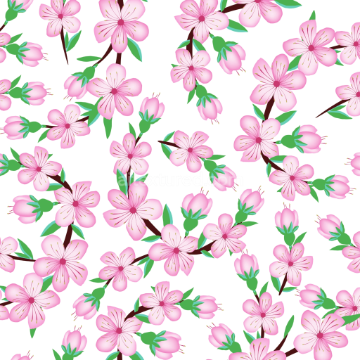 Seamless 3D PBR Texture of Watercolor Cherry Blossoms with Floral Pattern