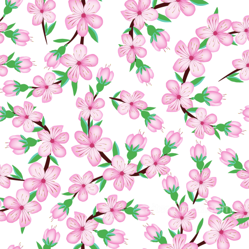 Watercolor Cherry Blossoms Seamless Texture with Floral Pattern seamless Watercolor Cherry PBR texture
