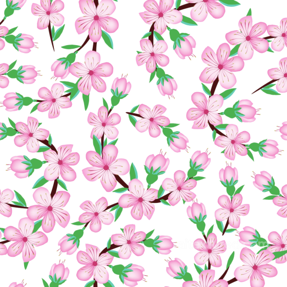Watercolor Cherry Blossoms Seamless Texture with Floral Pattern Watercolor Cherry texture preview