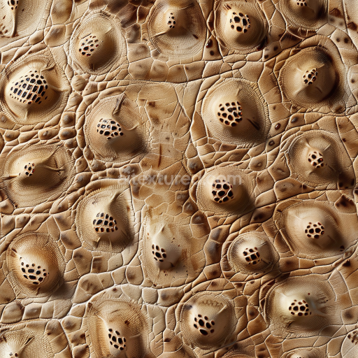 Seamless 3D PBR Exotic Reptile Leather Texture with Raised Nodules and Natural Cracks