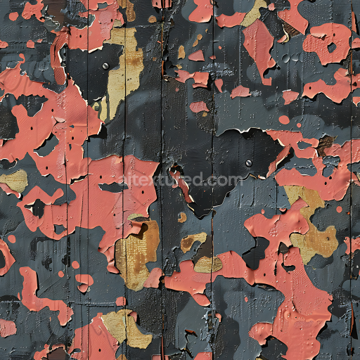 Preview — Seamless 3D Urban Camouflage PBR Texture Featuring Rusted, Peeling Painted Metal