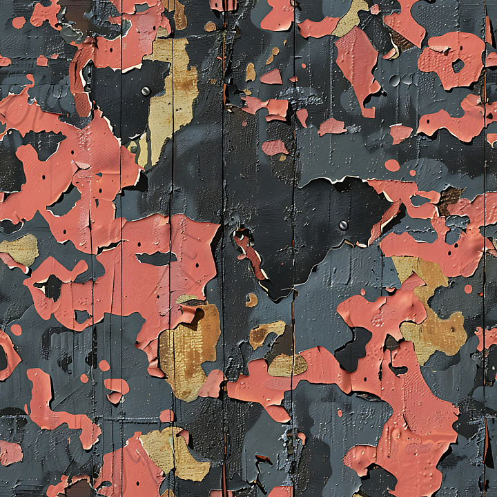 Urban Camouflage Featuring Rusted, Peeling Painted Metal seamless PBR texture preview