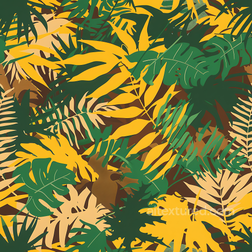 Tropical Jungle Camouflage PBR Leaf Pattern Texture in Green and Yellow seamless Color Camouflage PBR texture
