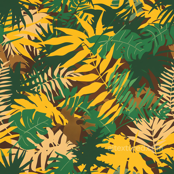 Tropical Jungle Camouflage PBR Leaf Pattern Texture in Green and Yellow Color Camouflage texture preview