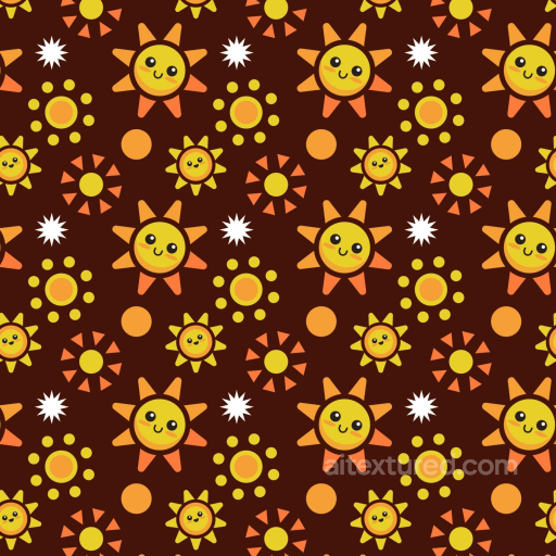 Playful Sunny Happy Face Pattern on Dark Brown Seamless Texture seamless Happy Face pattern PBR texture