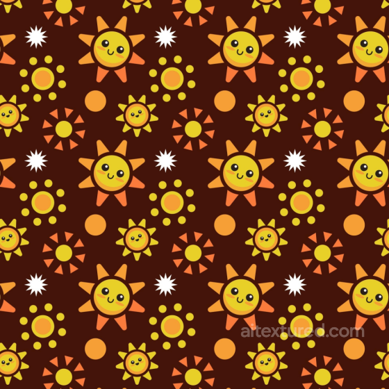 Playful Sunny Happy Face Pattern on Dark Brown Seamless Texture Happy Face pattern texture preview