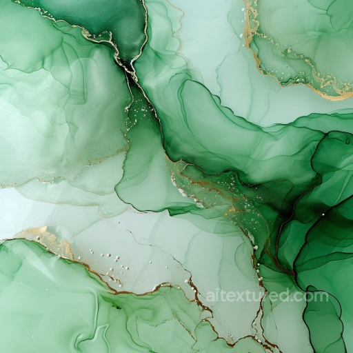 Alcohol Ink PBR Texture in Green with Gold Veins and Fluid Marbling seamless Alcohol ink PBR texture