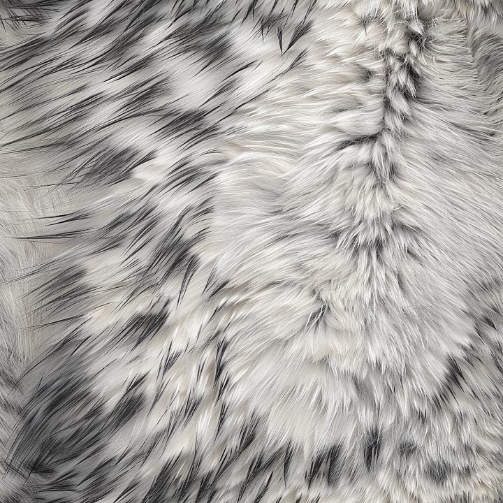 Realistic White and gray Fur Leather with Dense Long Hair seamless PBR texture preview