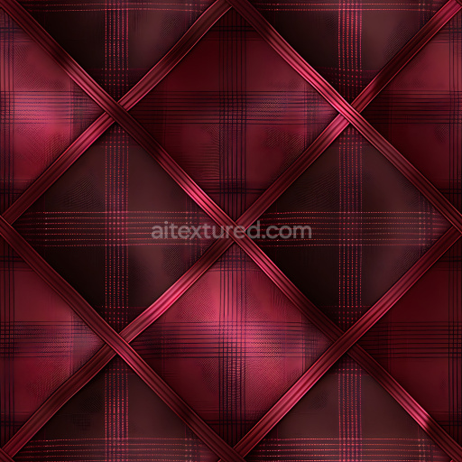 Seamless 3D PBR Texture of Red Plaid Fabric with Quilted Pattern