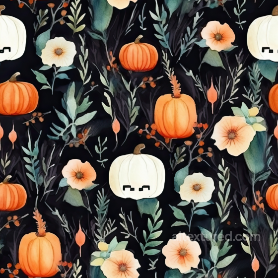 with Watercolor Pumpkins and Floral Halloween Motifs Watercolor Halloween texture preview