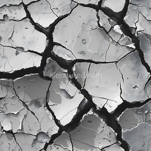 Seamless 3D Cracked Plaster PBR Texture with Deep Jagged Fractures