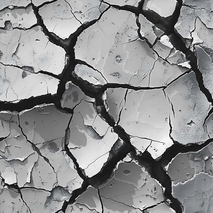 Cracked Plaster with Deep Jagged Fractures seamless PBR texture preview