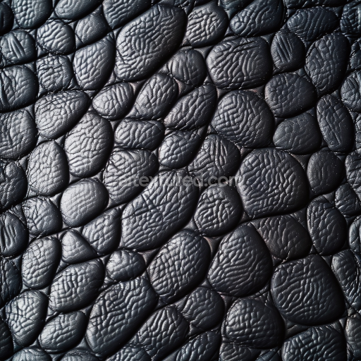 Seamless 3D PBR Black Pebbled Crocodile Patterned Leather Texture with Glossy Finish