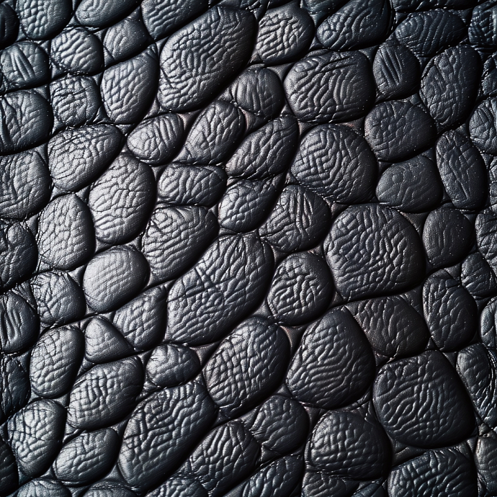 Black Pebbled Crocodile Patterned Leather with Glossy Finish seamless PBR texture preview