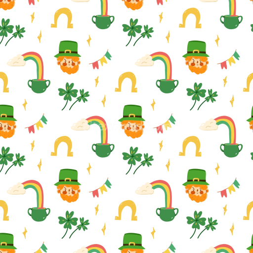 Seamless 3D PBR St. Patrick's Day Digital Paper Texture with Festive Icons