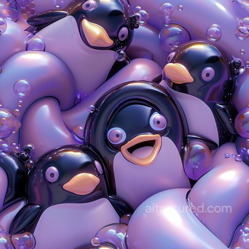 Inflated Vinyl Texture with Glossy Penguin Pattern seamless Inflated PBR texture