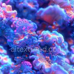 seamless Seamless 3D PBR Texture of Glossy Bioluminescent Organic Coral-Like Patterns in Blue and Purple texture 8k free download PBR
