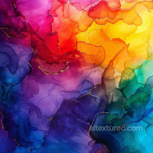 Alcohol Ink PBR Texture Featuring Vivid Rainbow Fluid Waves and Elegant Translucent Layers texture preview