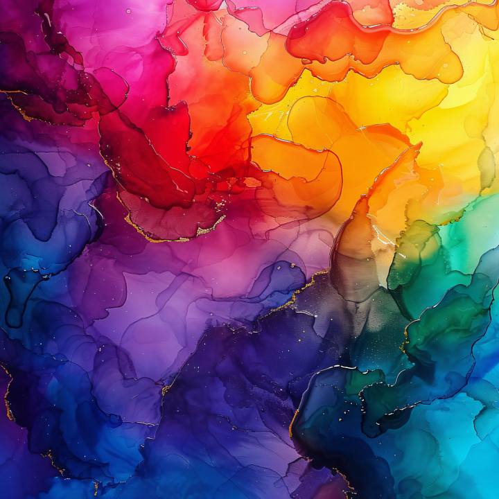 Alcohol Ink Featuring Vivid Rainbow Fluid Waves and Elegant Translucent… seamless PBR texture preview