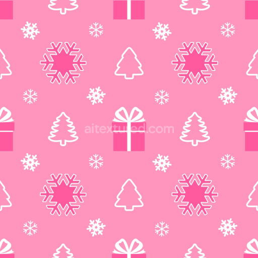 Preview — Seamless 3D PBR Christmas Pink Texture with Gift Boxes, Trees, and Snowflakes